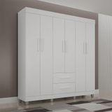 Guarda-roupa Pérola Solteiro 6 Portas 2 Gavetas Mobilihouse Branco