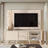 Rack Bancada E Painel Cronos Para Tv De 60 Polegadas Cor Calacata Off White - Madetec