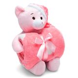 Manta E Bichinho Pelúcia Buettner Baby Microfibra Teddy Com Touca Rosa