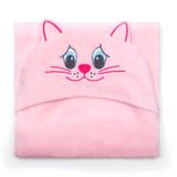 Manta Com Capuz Buettner Microfibra Infantil Miau 90cmx90cm Rosa Claro