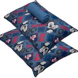 Jogo De Cama Portallar Casal Malha 100% Algodão Disney Mickey Simpático 3 Peças Azul