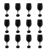 Conjunto 12 Taças Vidro Preta Vinho Água 490ml Nadir