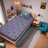 Jogo De Cama Portallar Solteiro Joy Malha Mista Estampado Disney Marvel Avengers Evergreen Blue 2 Peças Azul