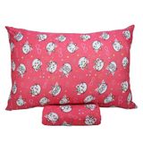 Jogo De Cama Solteiro Portallar Malha Misto Estampado Gatocornio 2 Pçs Com Elástico Pink