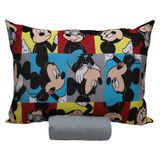 Jogo De Cama Portallar Solteiro Malha 100% Algodao Disney Mickey Glasses 2 Pçs Cinza