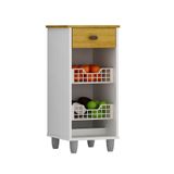 Fruteira De Chão Zaya Multiuso Flex 1 Gaveta Mobilihouse Cinamomo Com Branco Acetinado