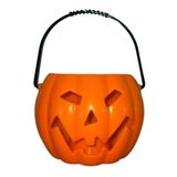 Balde De Abóbora Halloween Laranja Som E Luz