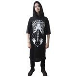 Fantasia Halloween Esqueleto Scary Boy Preta Com Capuz Tamanho G