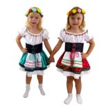 Fantasia Alemã Infantil Vestido Frida Com Cinto Tamanho P