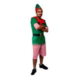 Fantasia De Duende Adulto Masculino Curto Com Gorro E Cinto Tamanho G