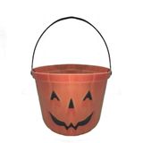 Balde Halloween Abóbora Laranja Com Alça 18cm X 14cm