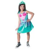 Fantasia Infantil Sereia Completa Vestido Com Tiara Tamanho P