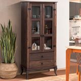 Cristaleira 2 Gavetas Madeira Maciça Portas Vidro D112 Imbuia Shop Jm