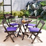 Mesa De Jantar 70x70 Dobrável Bistrô Para Barzinho Com 4 Cadeiras