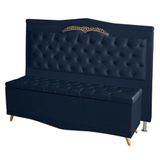 Cabeceira De Cama Box Madri Casal King 195 Cm Suede Azul Marinho Eli Móveis E Decoração