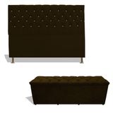 Kit Estrela Cabeceira De Cama Box Casal 140 Cm + Calçadeira Baú Suede Marrom Eli Móveis E Decoração