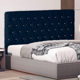 Cabeceira De Cama Box Bella Casal 140 Cm Suede Botão Cristal Azul Marinho Eli Móveis E Decoração