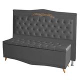 Cabeceira De Cama Box Madri Casal King 195 Cm Suede Grafite Eli Móveis E Decoração