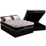 Cama Box Baú Casal: Colchão Molas Masterpocket Ensacadas Herval Maxspring Marselha + Base Crc Suede Black (138x188)