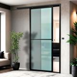 Porta De Correr Suspensa 210x80cm Vidrao Dir L.25 Brimak Preto