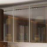Armário 120cm 3 Portas De Vidro Mdf Dobradiças Slow Motion Lumina Itatiaia Cinamomo/fendi