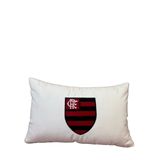 Almofada Veludo Rineira Bordada Flamengo 50x30cm. Com Enchimento Branco