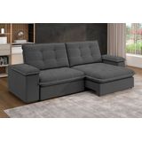 Sofá Fofao Premium Slim 2.50 Cm Retrátil E Reclinável 4 Lugares Titânio