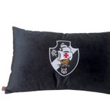 Almofada Veludo Rineira Bordada Vasco Da Gama 50x30cm. Com Enchimento Preto