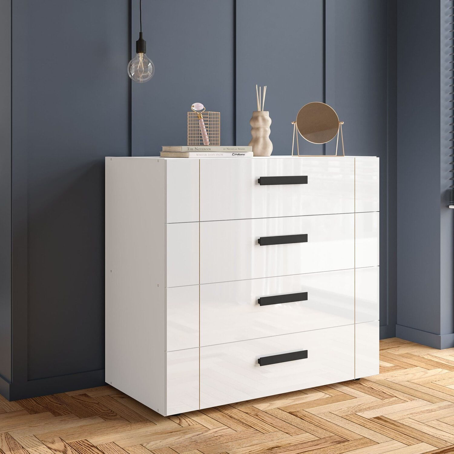 Cômoda 4 Gavetas Lisboa Móveis 83,8cm X 90cm Branco
