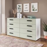 Cômoda 8 Gavetas Lisboa Politorno Móveis Branco/verde