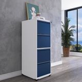 Gaveteiro Arquivo De Aço 4 Gavetas 136,2x47x67 Cm Branco/azul Delrei