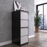 Gaveteiro Arquivo De Aço 4 Gavetas 136,2x47x67 Cm Preto/cinza