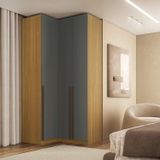 Guarda-roupa De Canto Reto 3 Portas Mdf Altezza Trend Freijó/titânio