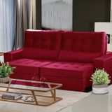 Sofá Curitiba Modular 3 Lugares 2.30 Mt Retrátil Reclinável Vermelho