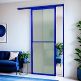 Porta De Correr Suspensa 210x90cm Vidrao Esq L.25 Brimak Azul