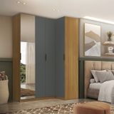 Guarda-roupa De Canto Reto 4 Portas Espelho Altezza Clean Freijó/titânio