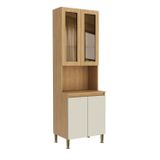 Cristaleira Para Cozinha 4 Portas 70 Cm X 220cm X 52cm Rebeca Mel/off White