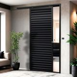 Porta De Correr Suspensa 210x90cm Veneziana Dir L.25 Brimak Preto