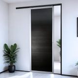 Porta De Correr Suspensa 210x90cm Lambril Dir L.25 Brimak Mix Preto