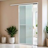 Porta De Correr Suspensa 210x90cm Vidrao Dir L.25 Brimak Branco