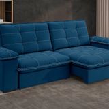 Sofá Fofao Premium Slim 2.50 Cm Retrátil E Reclinável 4 Lugares Azul Marinho