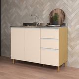 Balcao De Pia 120cm 2 Portas 3 Gavetas Giorgia Canary/off White