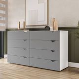 Cômoda 8 Gavetas Porto 150cm X 83,5cm Branco/cinza