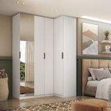 Guarda-roupa De Canto Reto 4 Portas Espelho Altezza Clean Branco