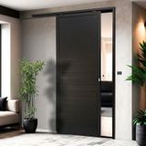 Porta De Correr Suspensa 210x90cm Lambril Dir L.25 Brimak Preto