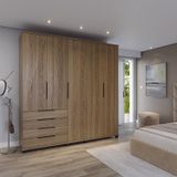 Guarda-roupa Casal 5 Portas 4 Gavetas 100% Mdf Allen 226,7 Cm Freijó