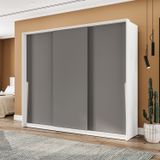 Guarda-roupa 3 Portas De Correr 4 Gavetas Branco/cinza
