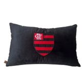 Almofada Veludo Rineira Bordada Flamengo 50x30cm. Com Enchimento Preto
