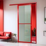 Porta De Correr Suspensa 210x100cm Vidrao Dir L.25 Brimak Vermelho