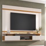 Painel Ripado Para Tv Até 75 Polegadas Off White/freijó Trend